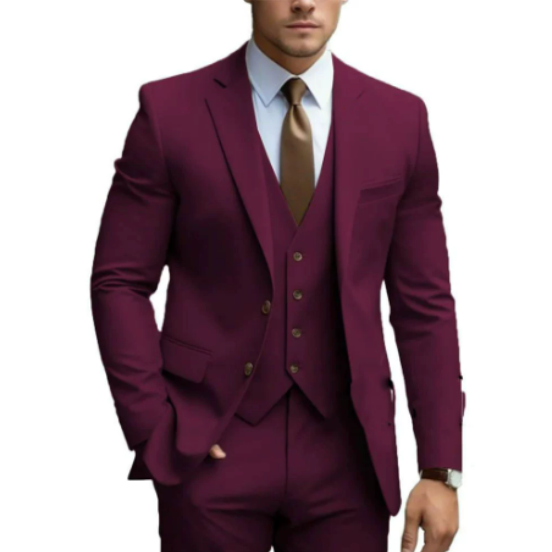 Men's suit with jacket, waistcoat and trousers in a coordinated design