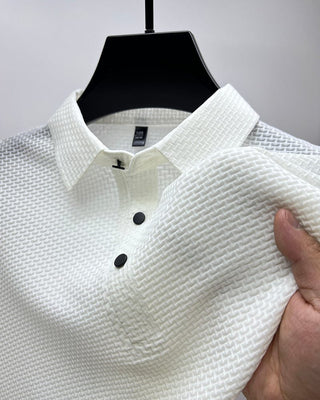 Men's polo shirt with a textured surface and a classic collar
