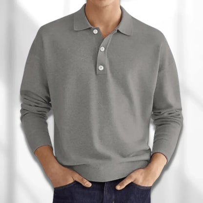 Men's long-sleeved polo shirt with polo collar