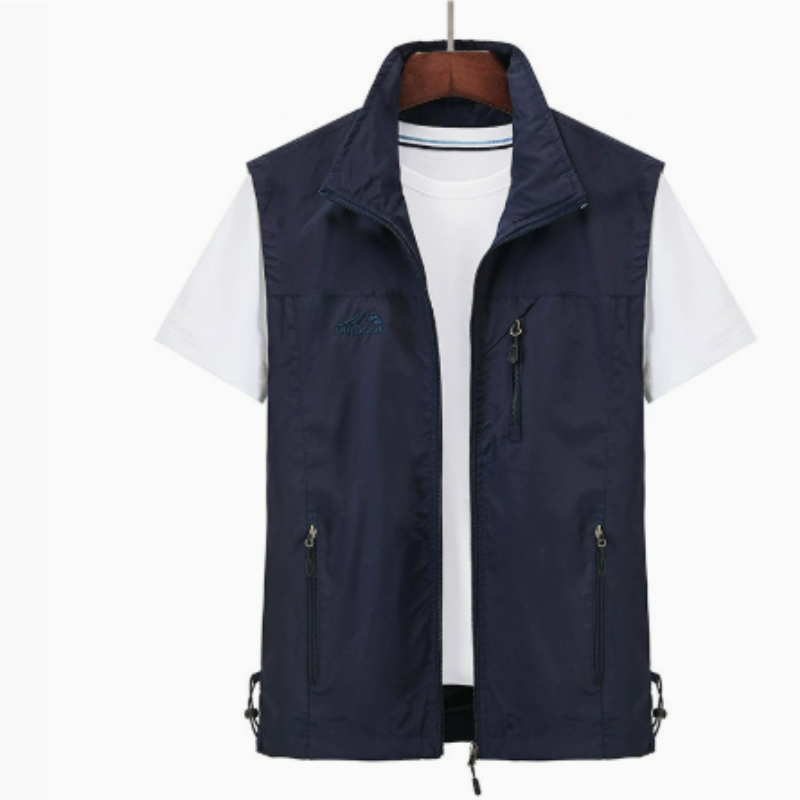 Men's sleeveless vest with zipper and outside pockets
