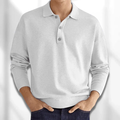 Men's long-sleeved polo shirt with polo collar