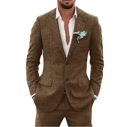 Men's two-piece suit with textured fabric