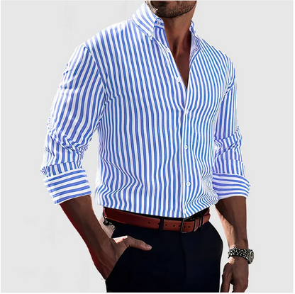 Men's shirt with vertical stripe pattern and classic collar