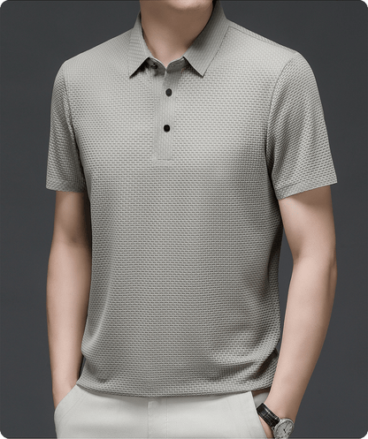 Men's polo shirt with a textured surface and a classic collar
